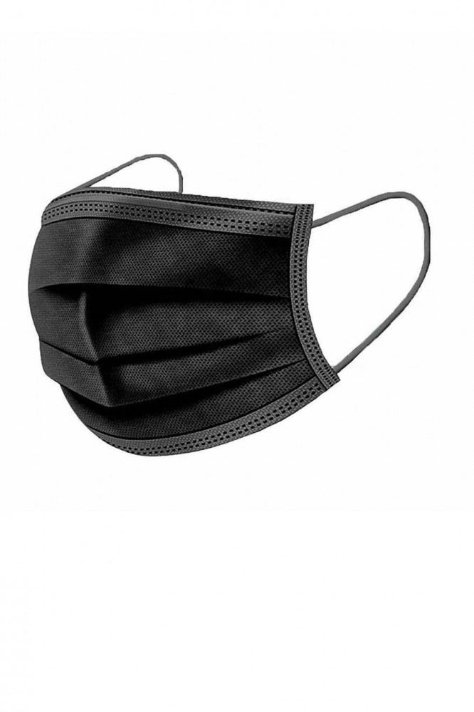 3-Ply Black Face Masks (50/Pack)