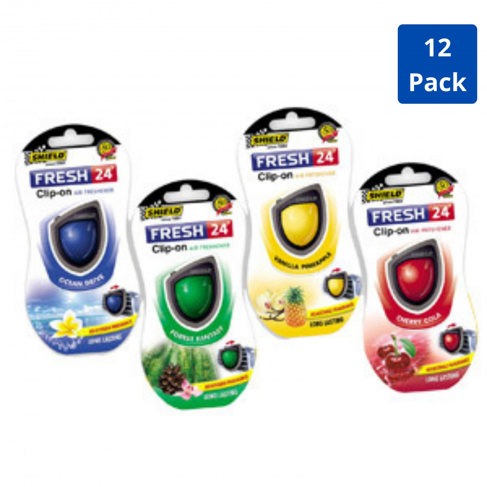 Fresh 24 Clip-On Air Freshener 4ml Mixed 12 Pack