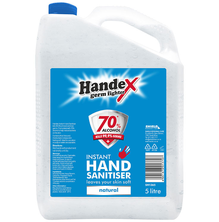 Handex Hand Sanitizer 70% Natural 75ml (24 Pack) 250ml (12 Pack) 500ml (24 Pack) 1L (12 Pack) 2L (6 Pack) 5L (2 Pack)