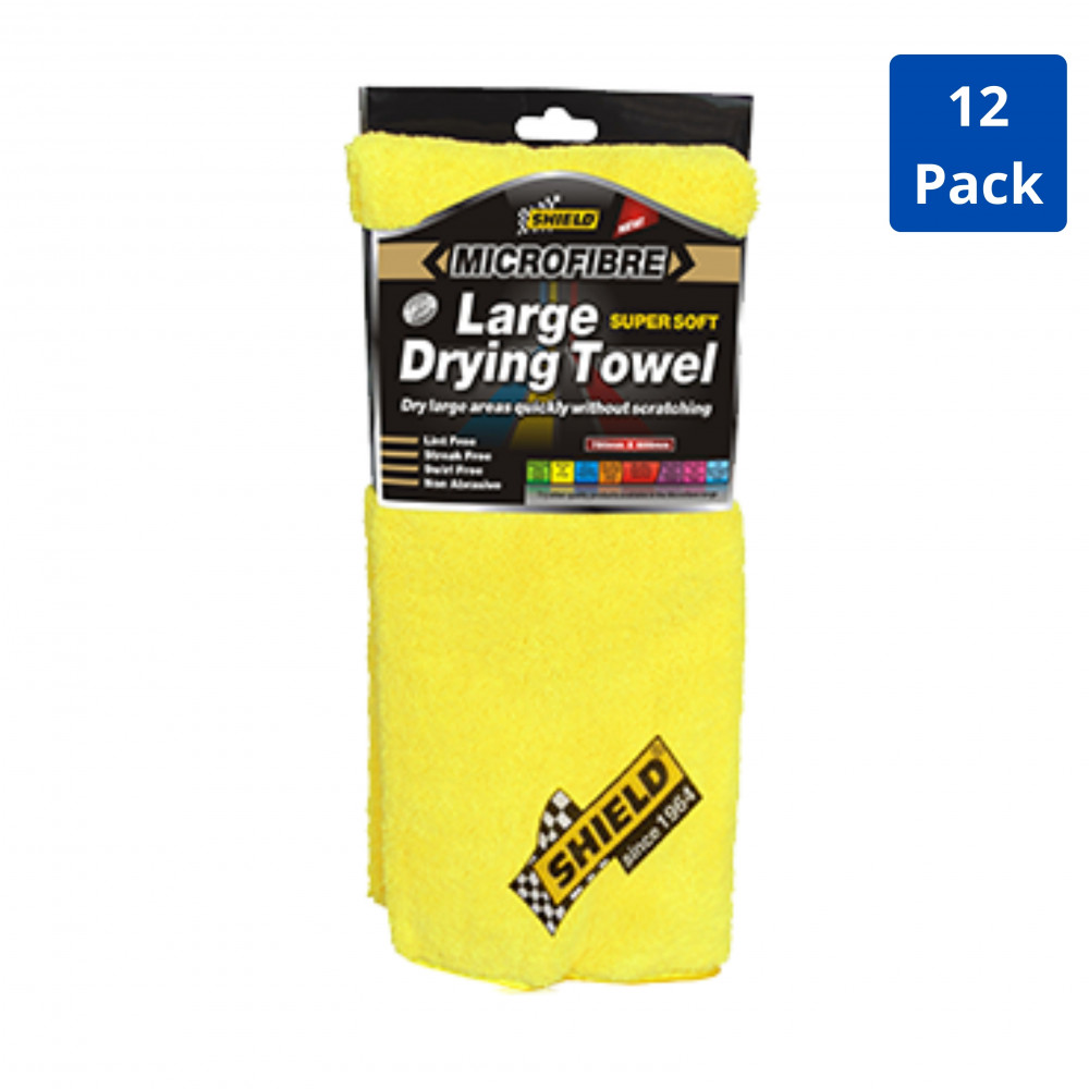 Microfibre Large Drying Towel 12 Pack Yellow