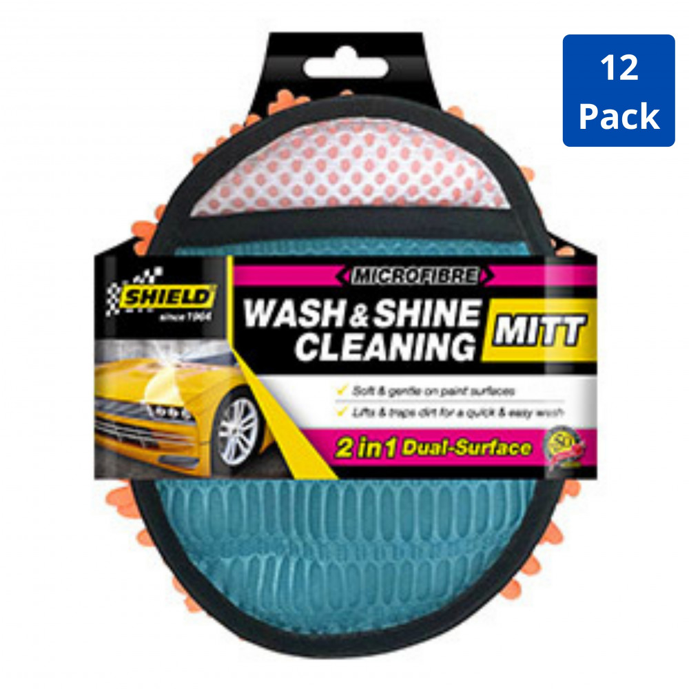 Microfibre Wash & Shine Cleaning Mitt 12 Pack
