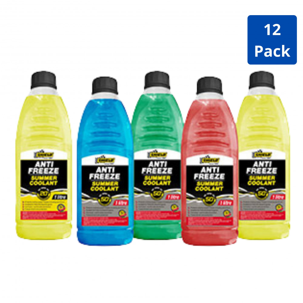 Anti Freeze Summer Coolant 50% (Yellow/Red/Green/Blue) 20% (Yellow) 1Litre 12 Pack