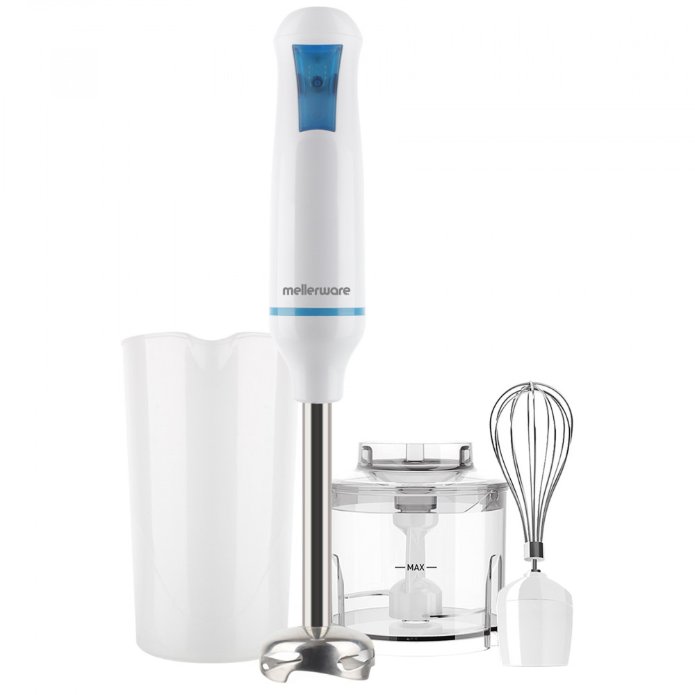 500W Stick Blender With Attachments Stainless Steel White Single Speed  