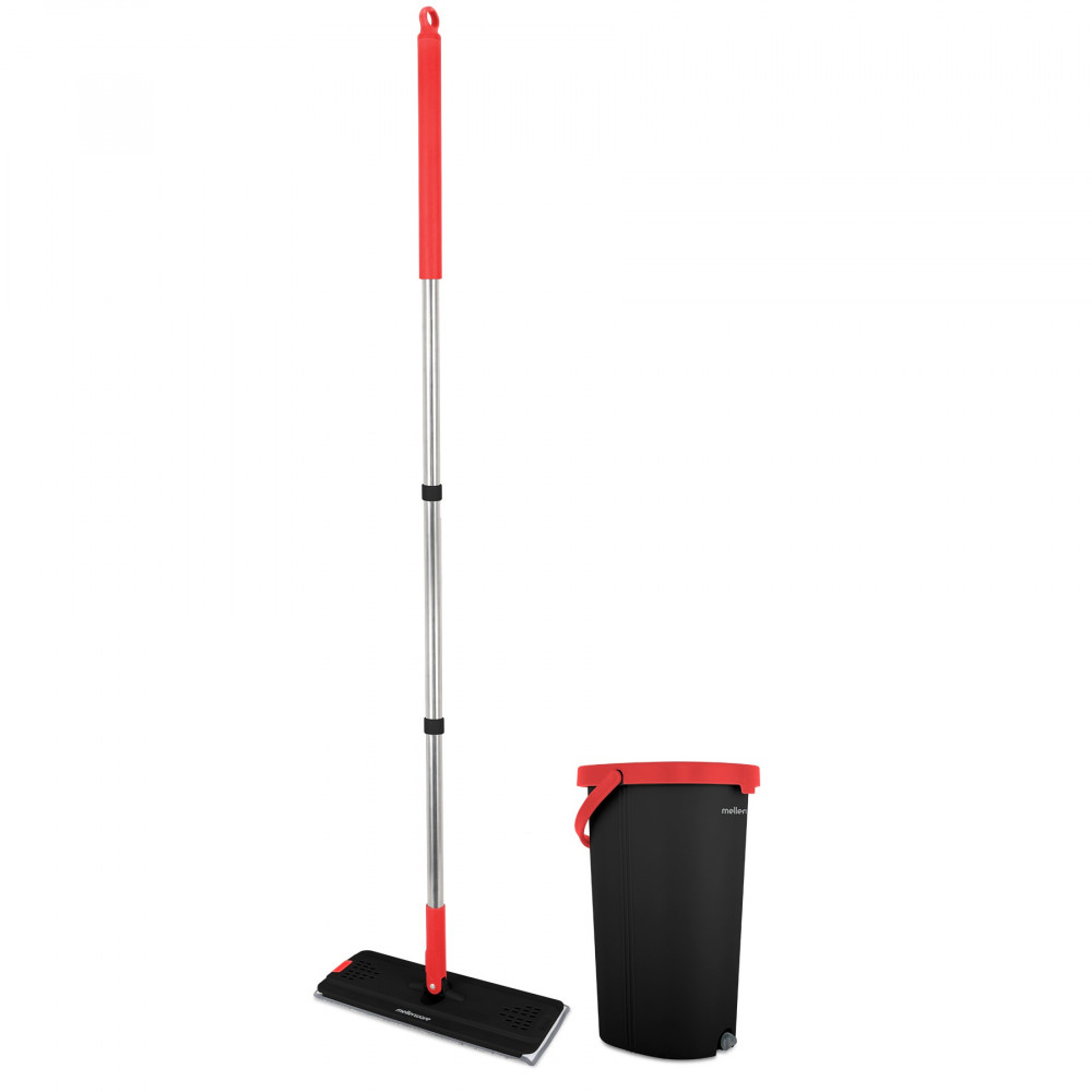 5L Mop With Bucket Including 2 Microfibre Heads Plastic Red 