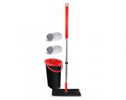5L Mop With Bucket Including 2 Microfibre Heads Plastic Red 