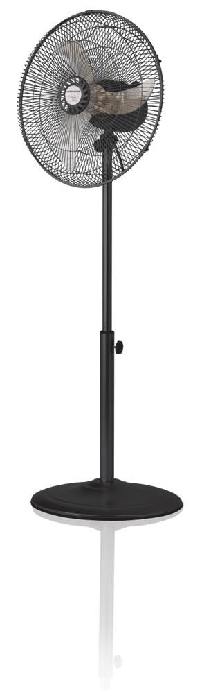 40cm 50W Fan 3 Speed Height Adjustable Pedestal Steel Black 