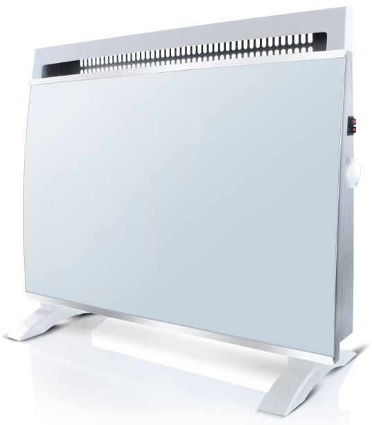 1500W Glass Electric Heater 2 Heat Settings -  White
