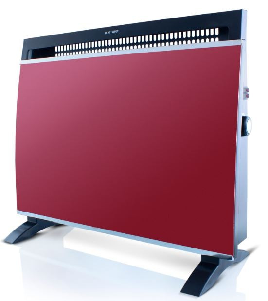 1500W Electric Glass Heater 2Heat Settings - Red