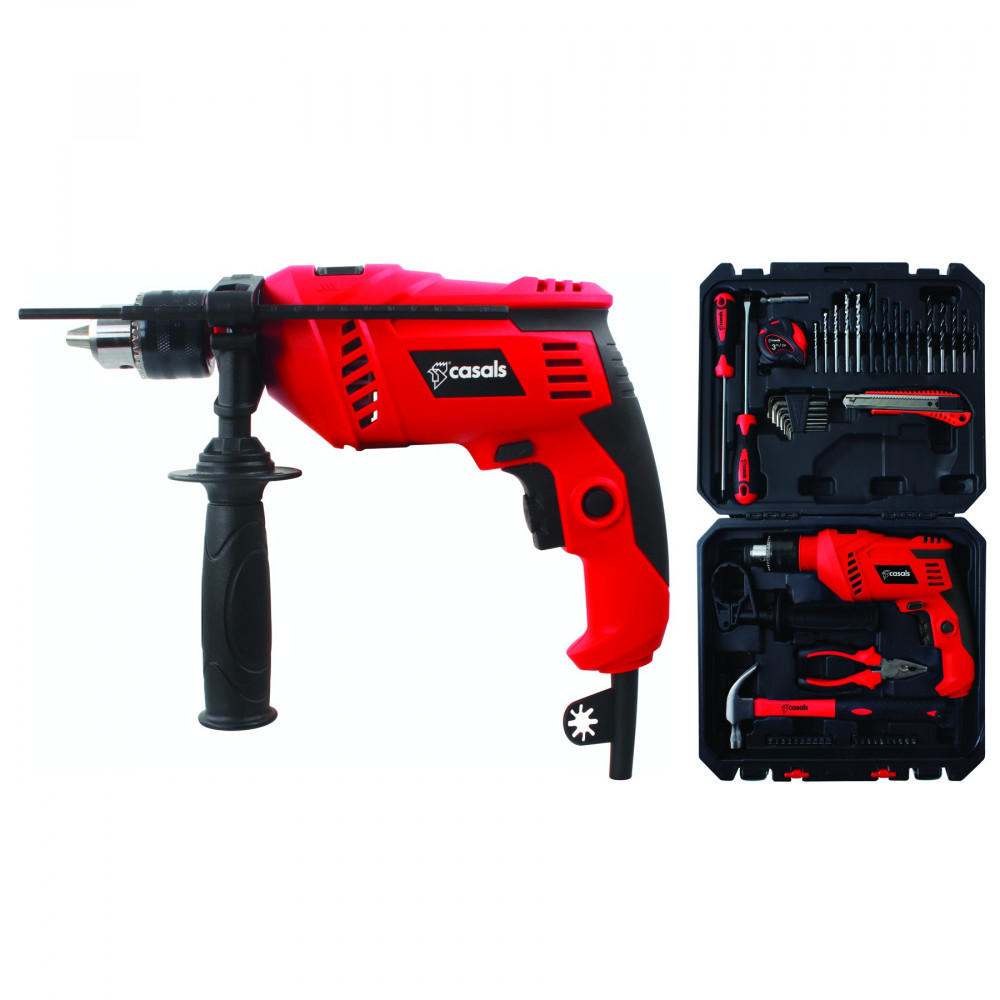 600W 13mm Drill Impact Plastic Red 50pc Accessory Variable Speed