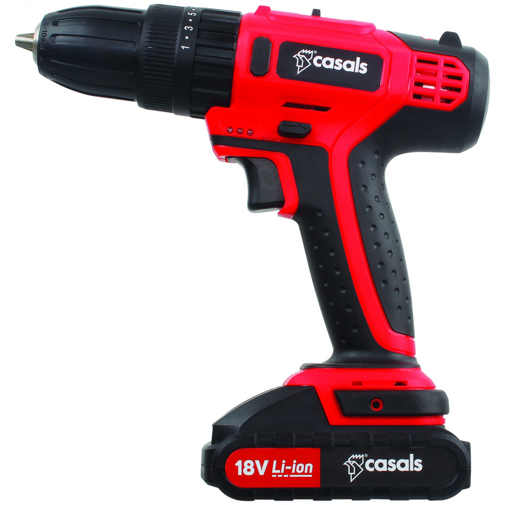 18V Cordless Impact Drill Plastic Red 13 Piece