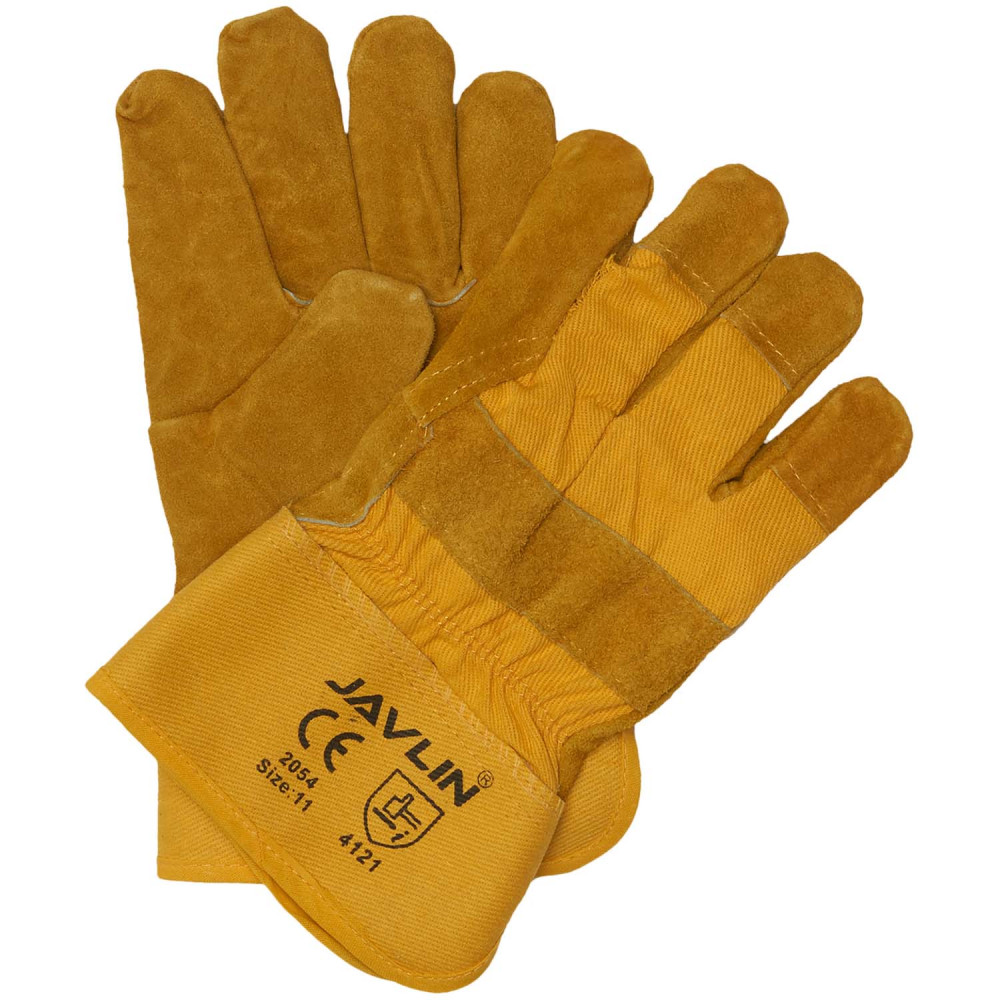 Yellow Leather Candy Stripe Freezer Gloves