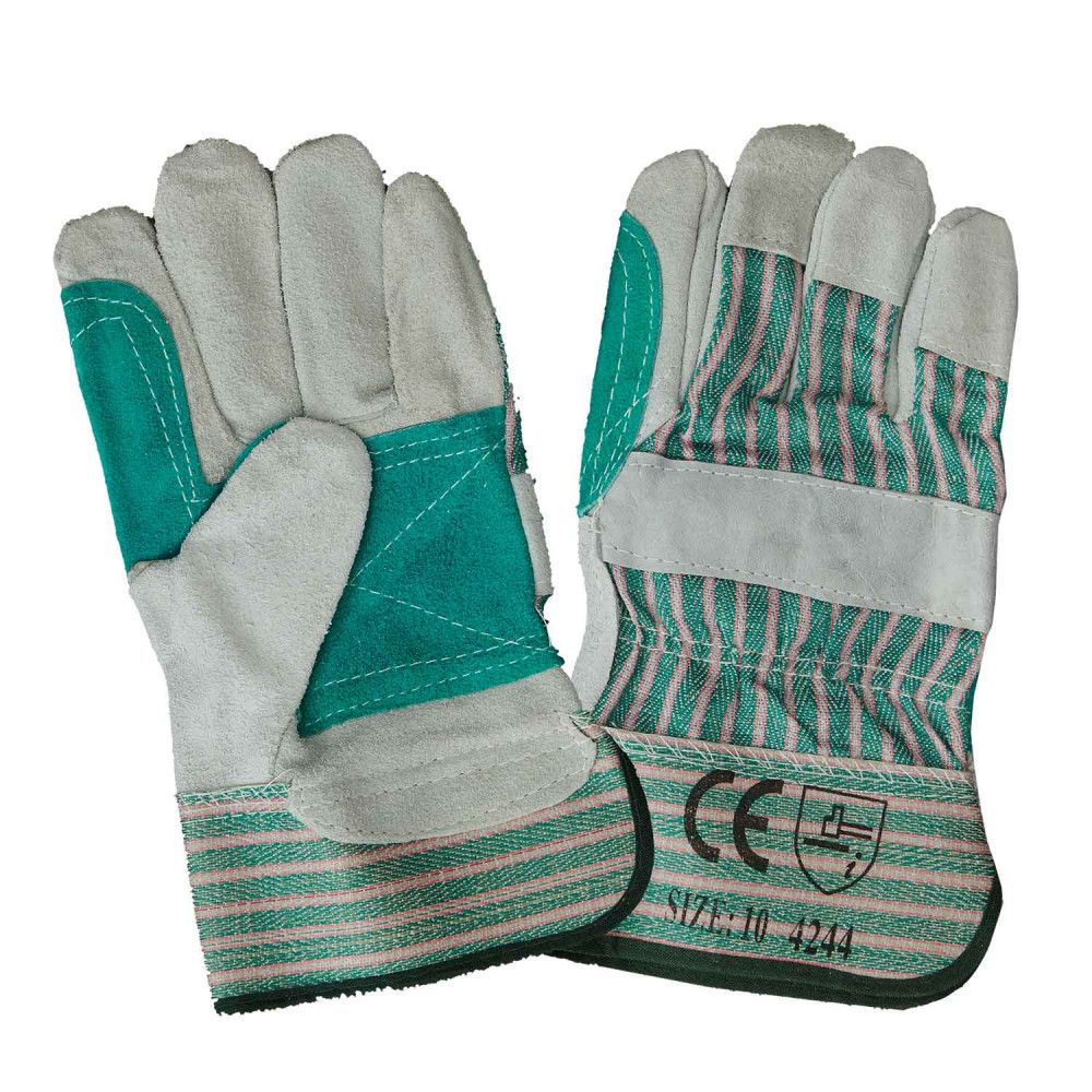 Chrome Leather Candy Stripe Gloves With Green Reinforcing