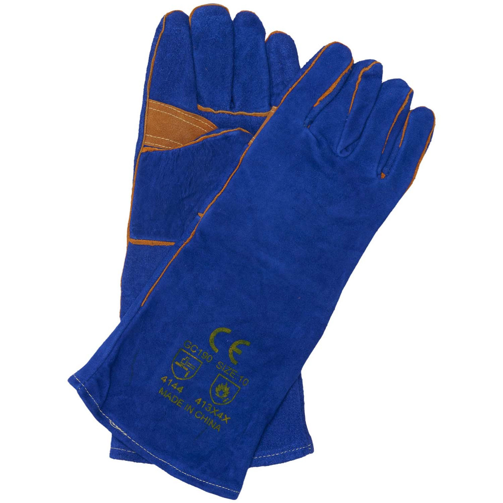 Superior Quality Blue Lined Welding Gloves 20cm Cuff