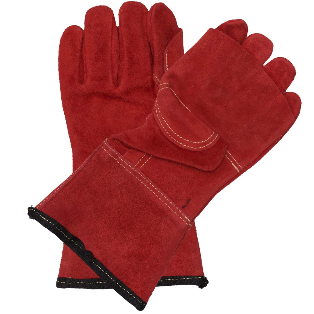 Superior Quality Red Leather Heat Gloves 11cm Cuff
