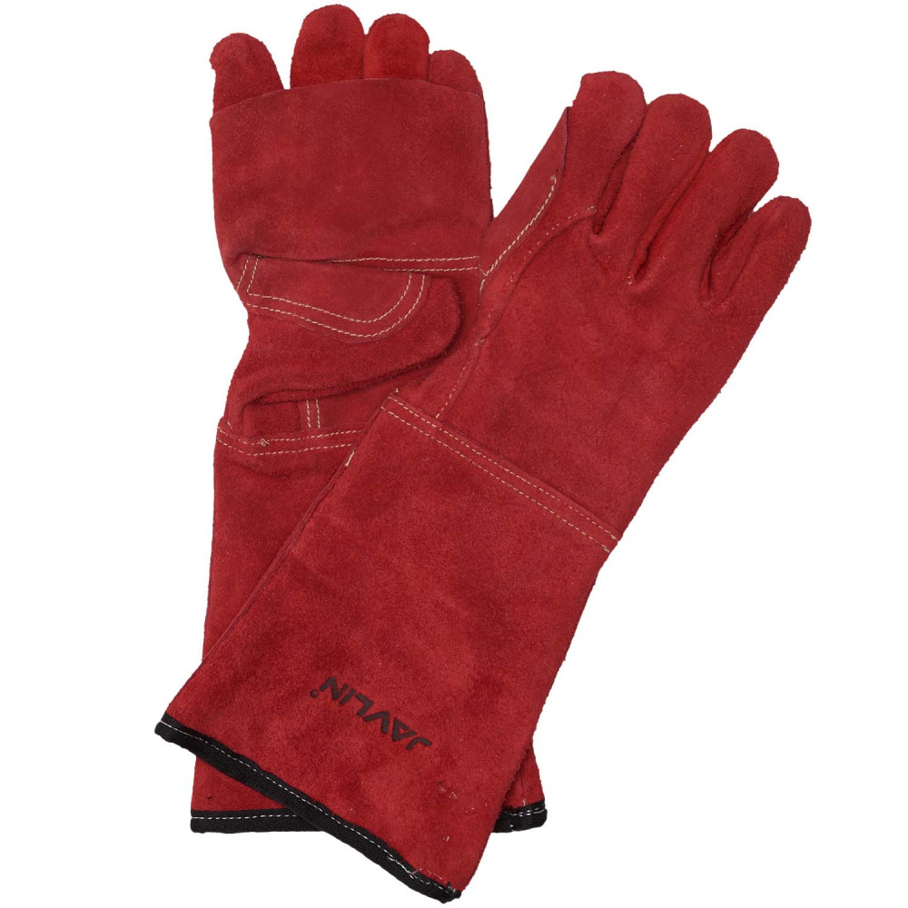 Superior Quality Red Leather Heat Gloves 20cm Cuff