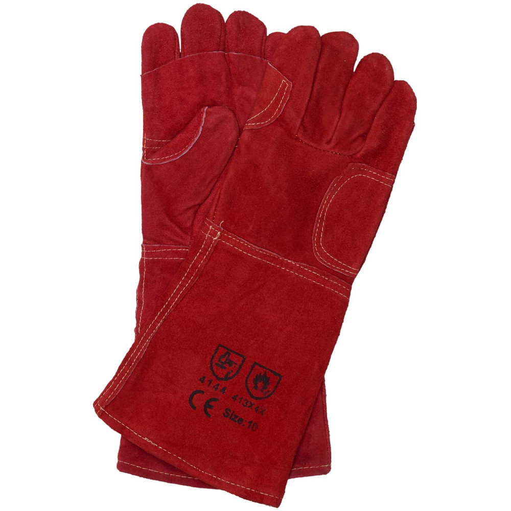 Superior Quality Red Leather Heat Gloves With Kevlar Thread