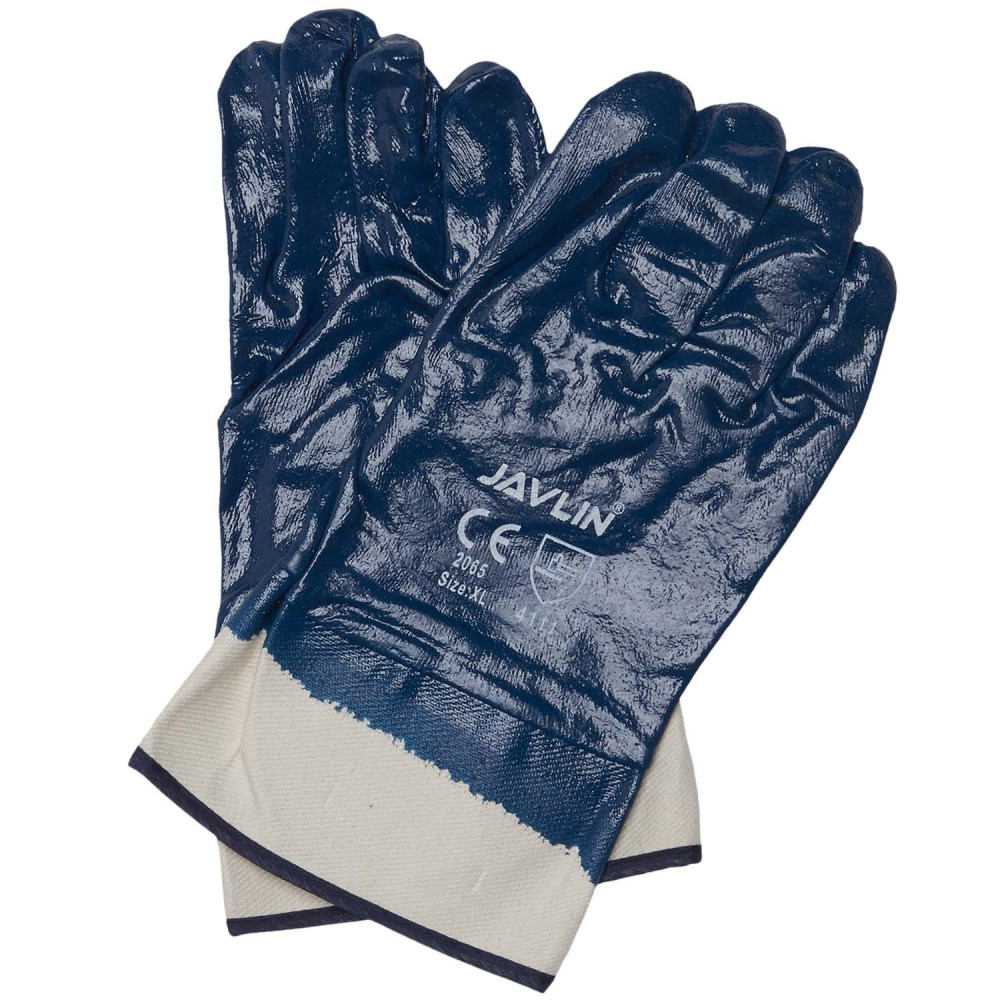 Blue Nitrile Fully Coated Canvas Cuff Gloves