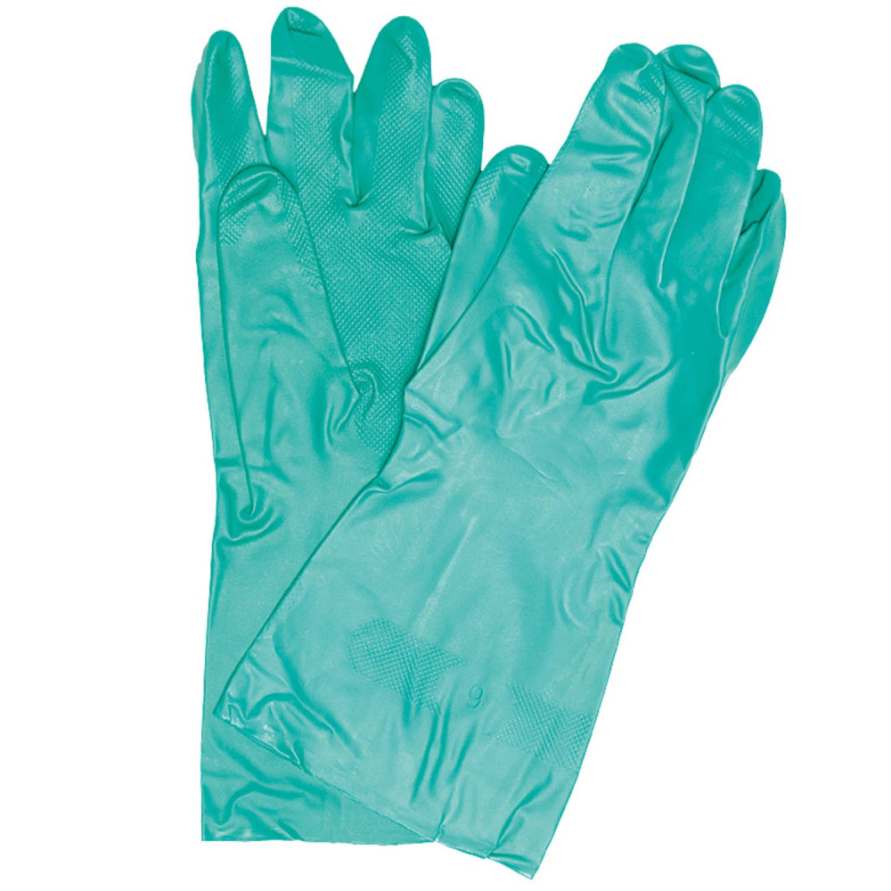 Green Nitrile Flock Lined Gloves