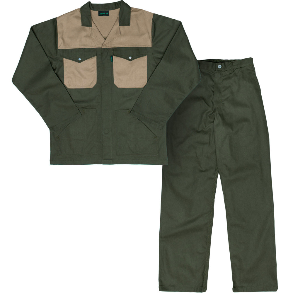 Two Tone Polycotton Conti Suit - Cedar Green & Khaki