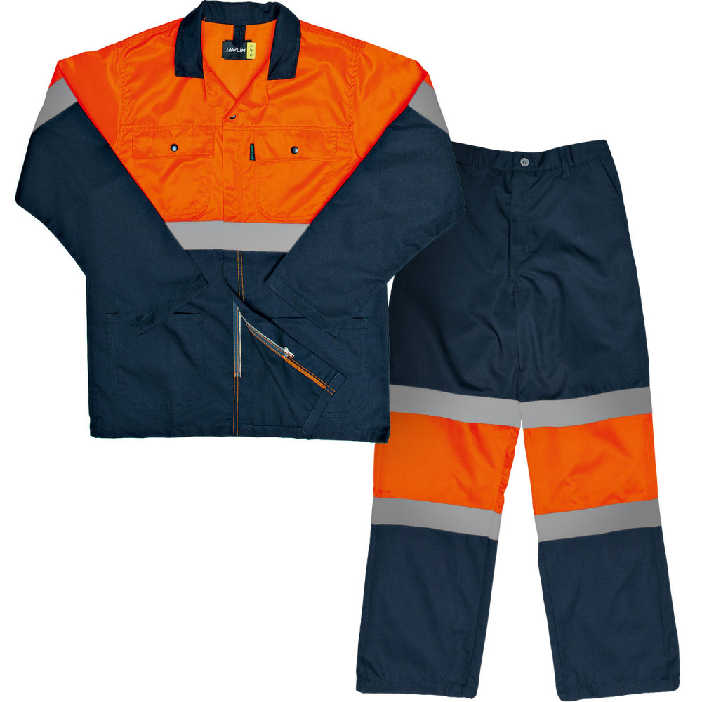 Two Tone Hi-Vis Reflective Conti Suit - Navy & Orange