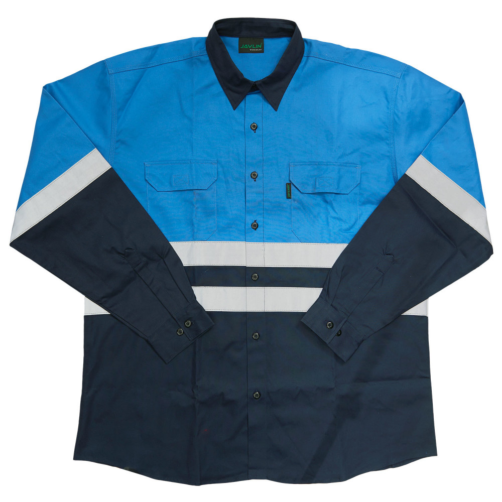 Two Tone Reflective Work Shirt - Navy & Sky