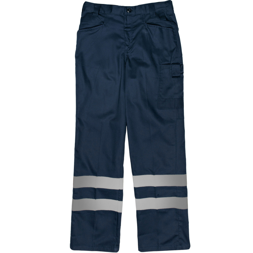 J54 Reflective Cargo Mining Trousers With Reflective Tape - Navy