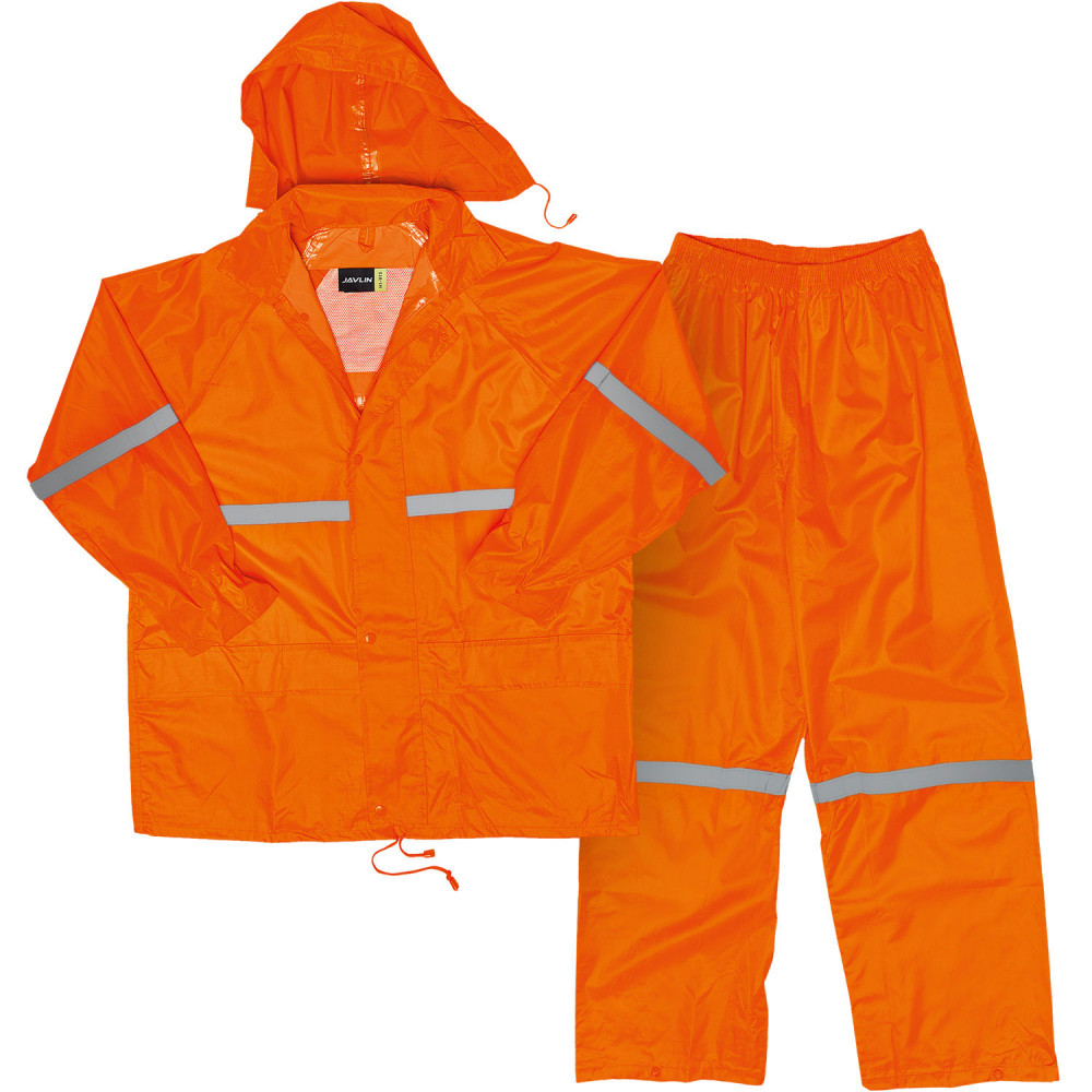 Hi-Vis Polyester PVC Rain Suit - Orange
