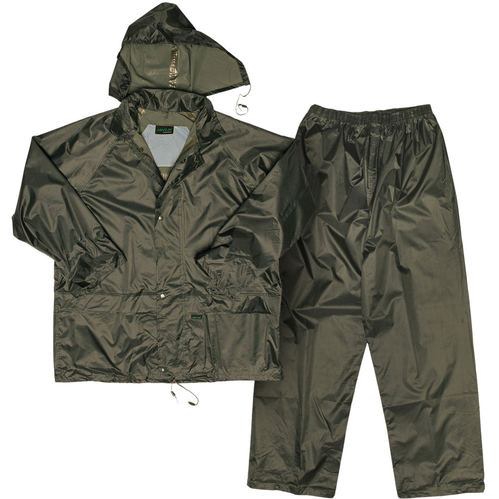 Polyester PVC Rain Suit - Olive Green