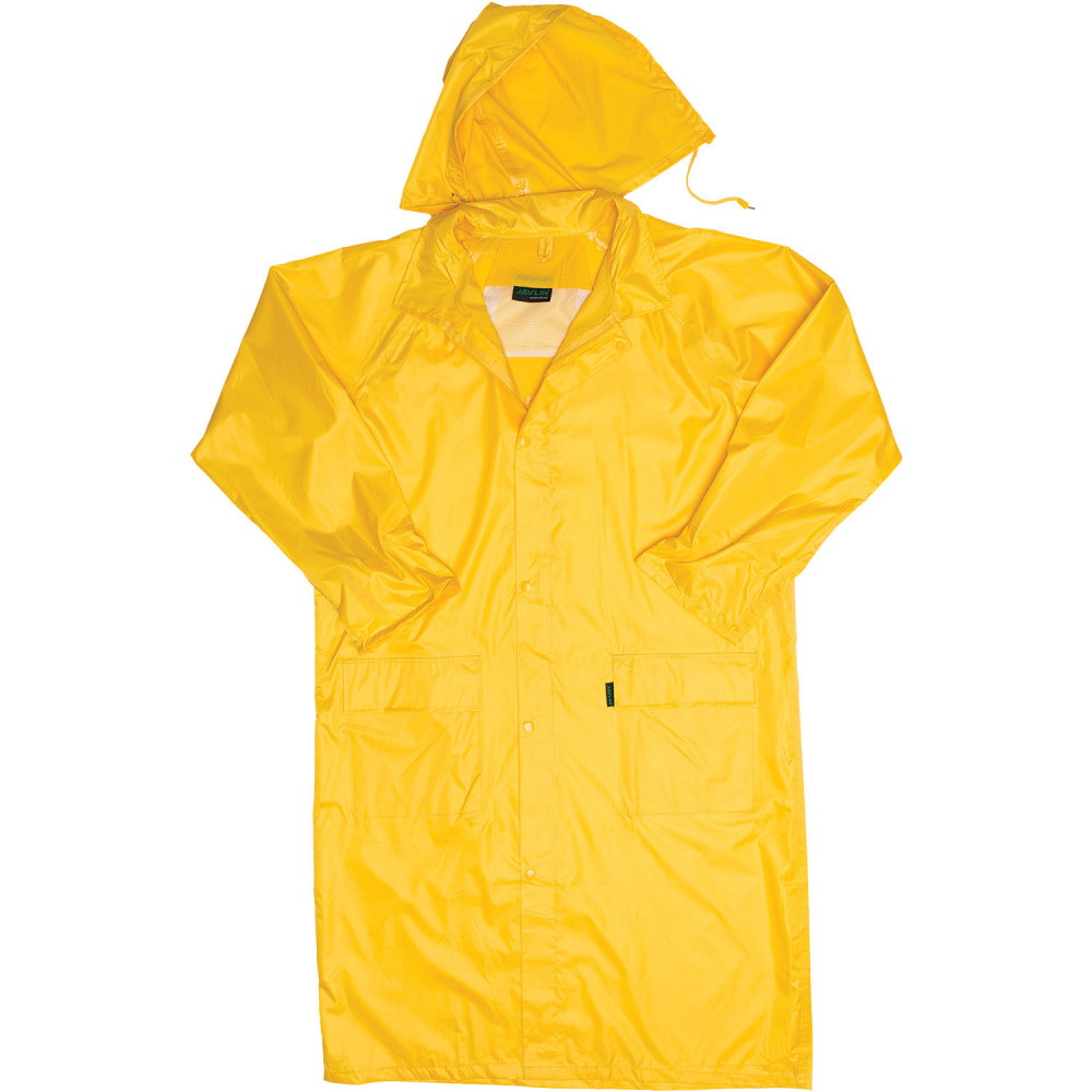 Polyester PVC Calf Lenght Rain Coat - Yellow