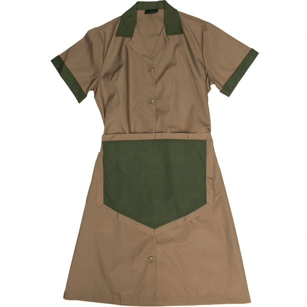 Women’s Three Piece Two Tone Printed Uniform - Khaki & Cedar Green