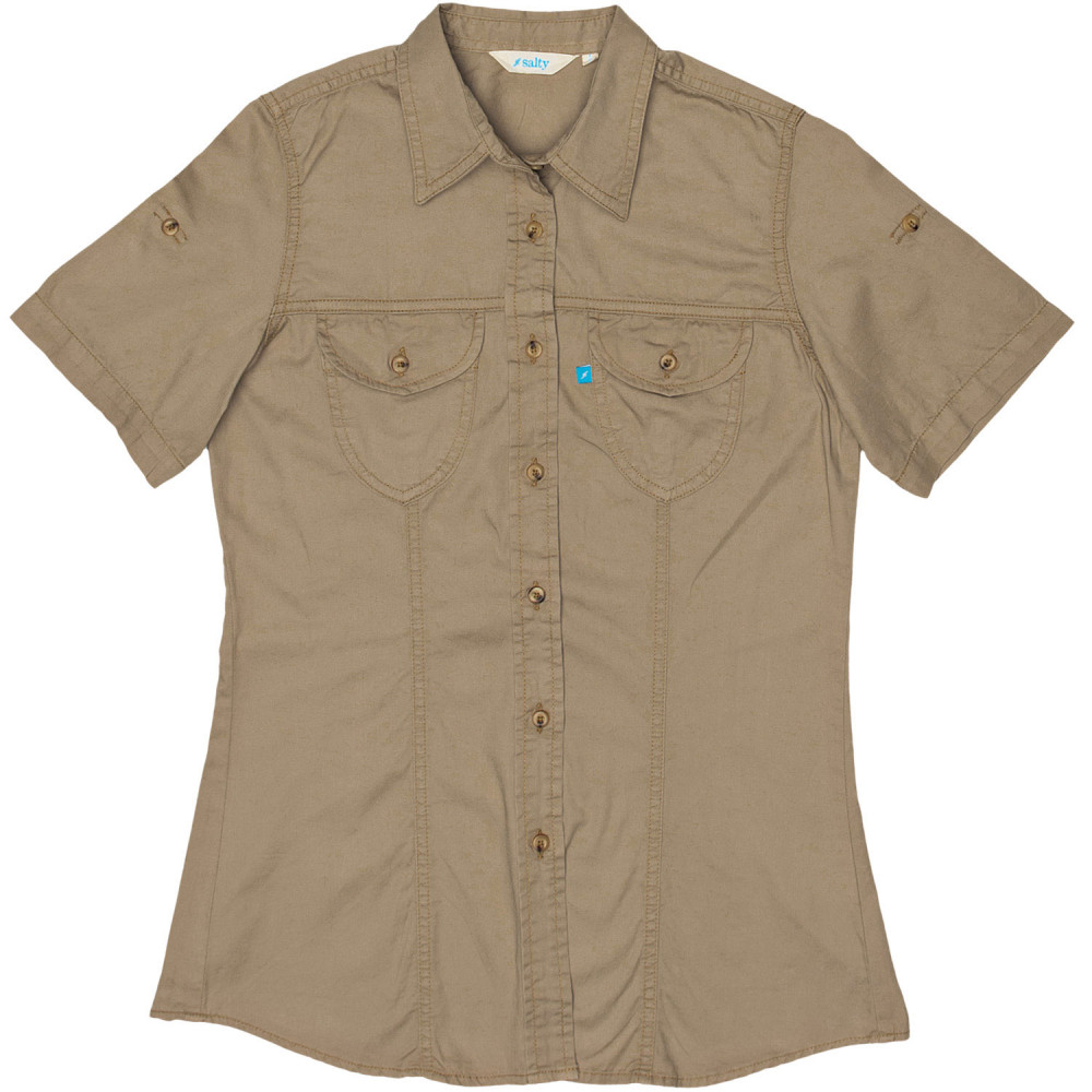 Women Short Sleeve Safari Shirt -Khaki