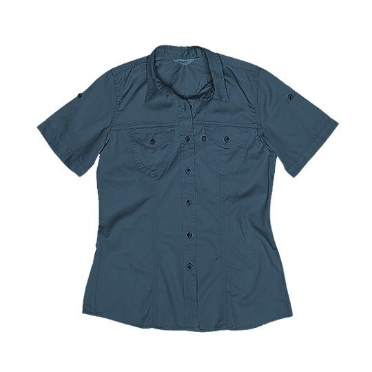 Women Short Sleeve Safari Shirt - Airforce Blue