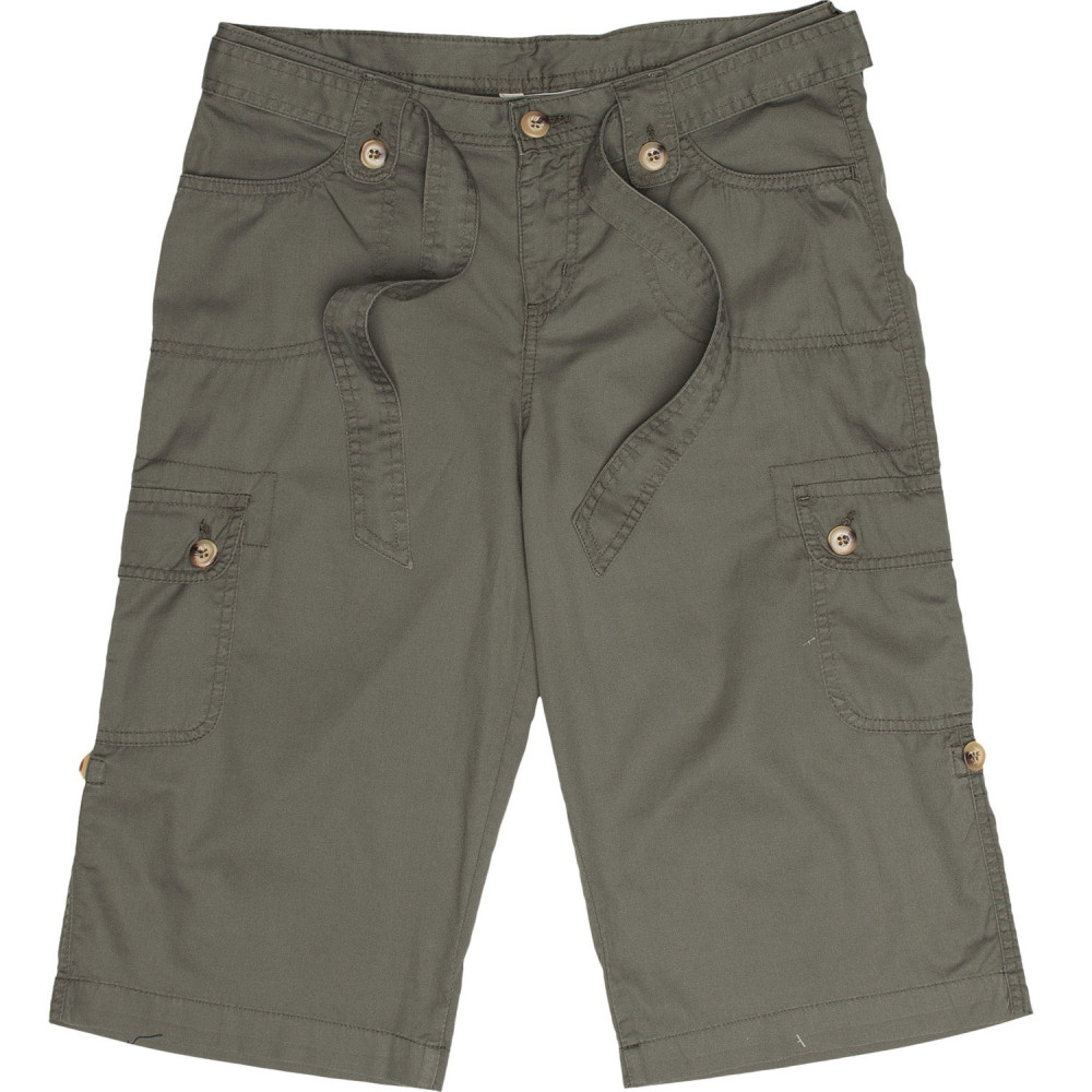 Women Roll Up Cargo Shorts - Olive
