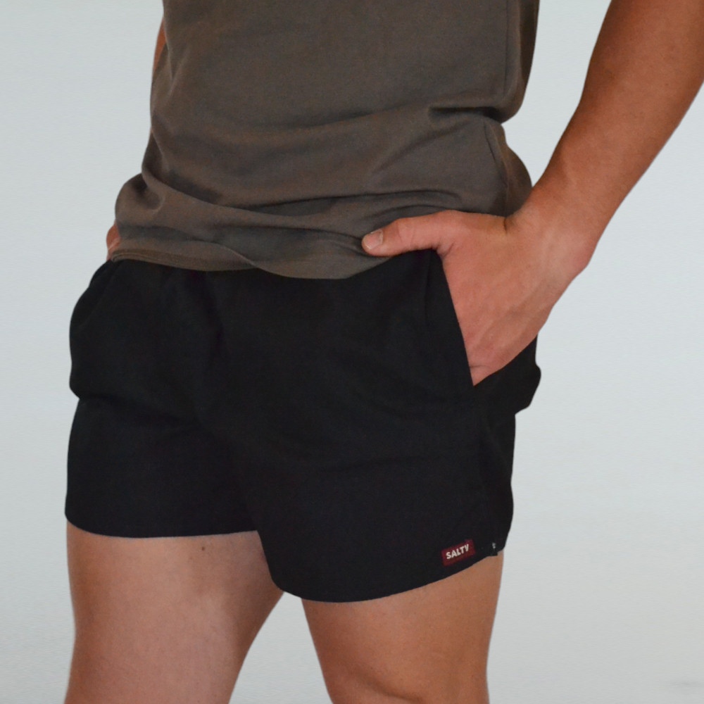 100% Cotton Rhino Twill PT Rugby Shorts  - Black