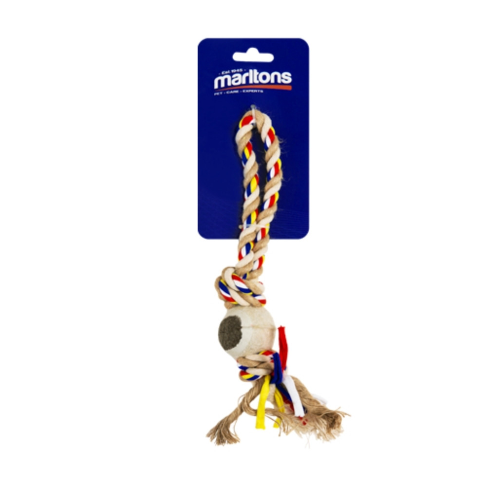 Dog Rope Tug With Mini Tennis Ball 20cm X 50g