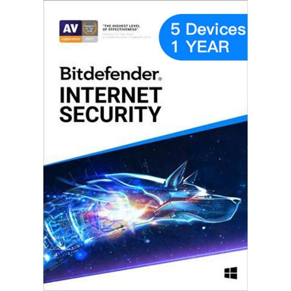 Bitdefender Internet Security 5 Devices - 1 Year - Best Security Against Internet Threats on Windows