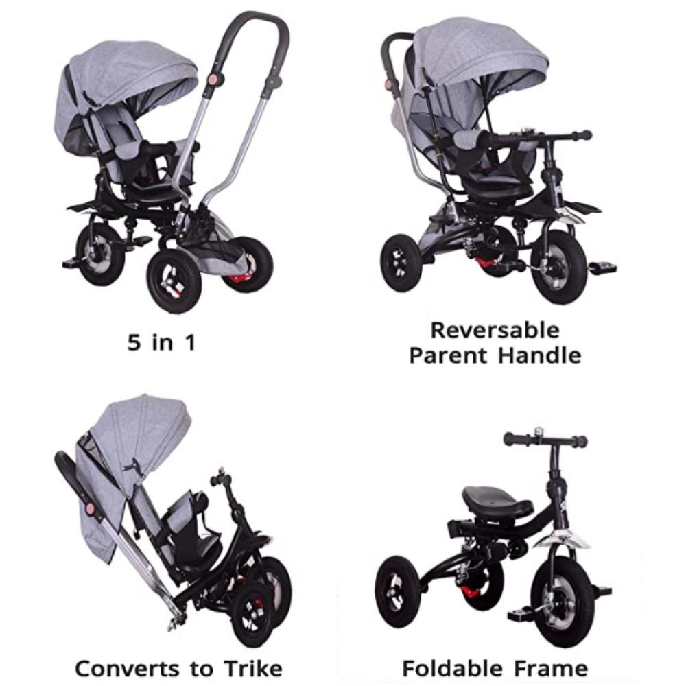 4 in 1 Kids Tricycle - Grey