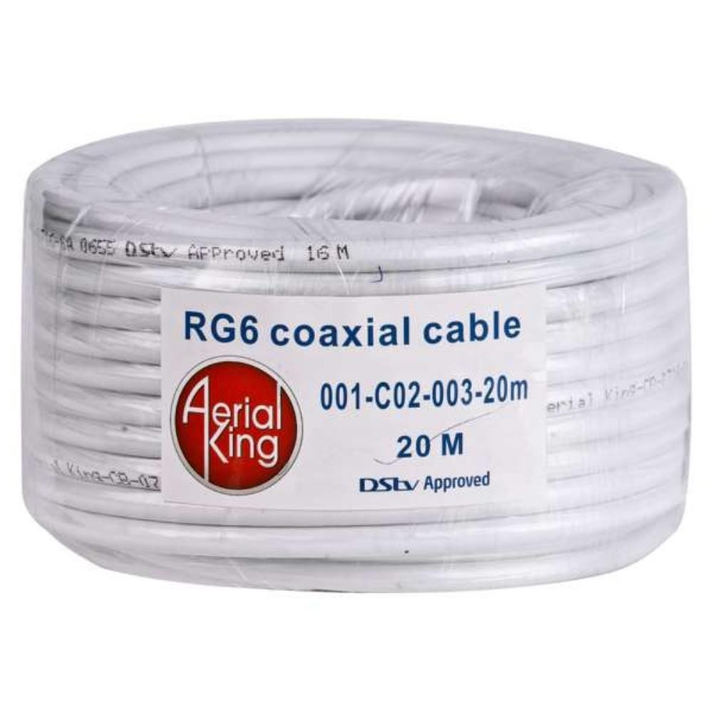 Cable White RG6 (20m) 64 Braid