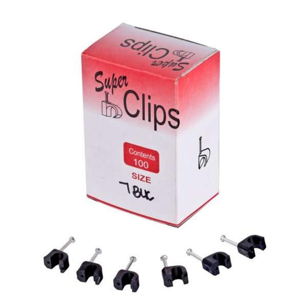 7mm Black Clip Cable (100/Box)