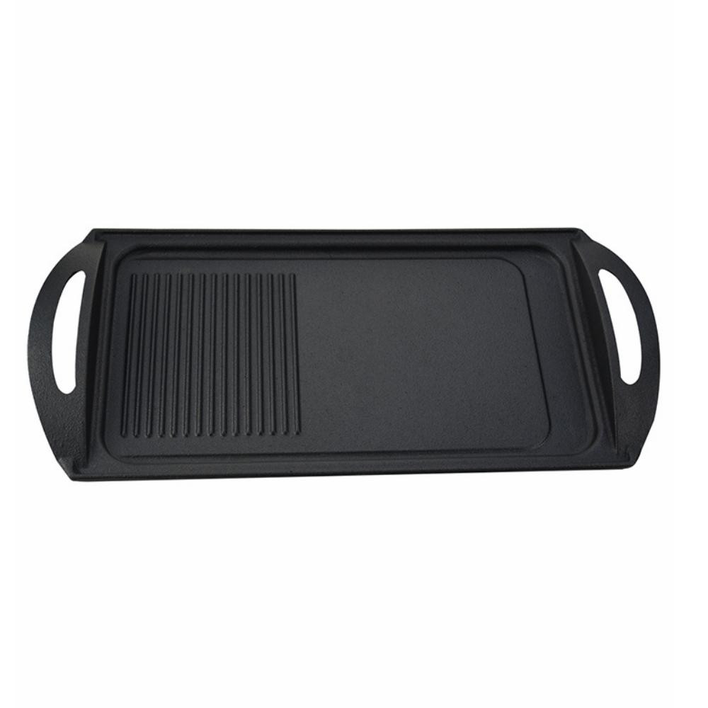 40.3CM X 23CM Cast Iron Griddle (1/2 Ribbed - 1/2 Smooth)