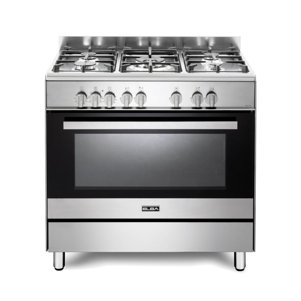Classic 90cm 5 Burner Gas Cooker With Electric Oven - Stainless Steel