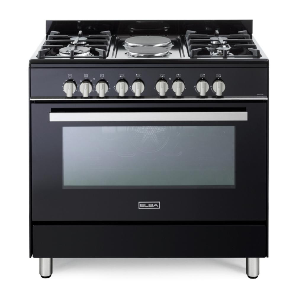 Classic Lite 90cm 4 Burner Gas Cooker With 2 Electric Plates And Electric Oven - Black