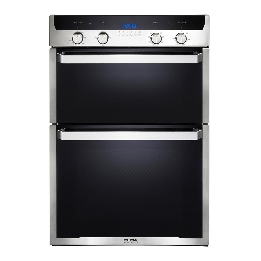Elio 60cm Multifunction Electric Double Oven - Stainless Steel And Black Glass Finish