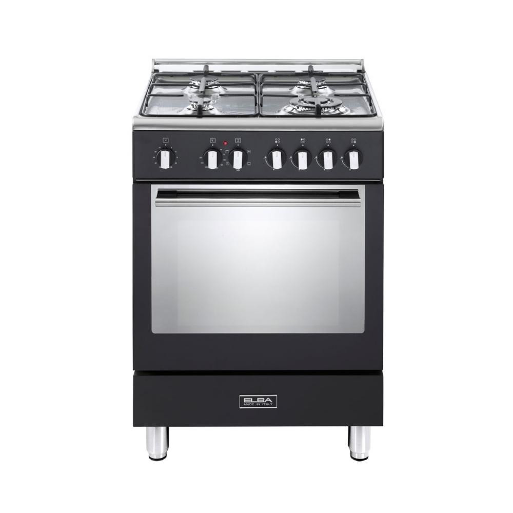 Fusion 60cm 4 Burner Gas Cooker With Electric Oven - Black