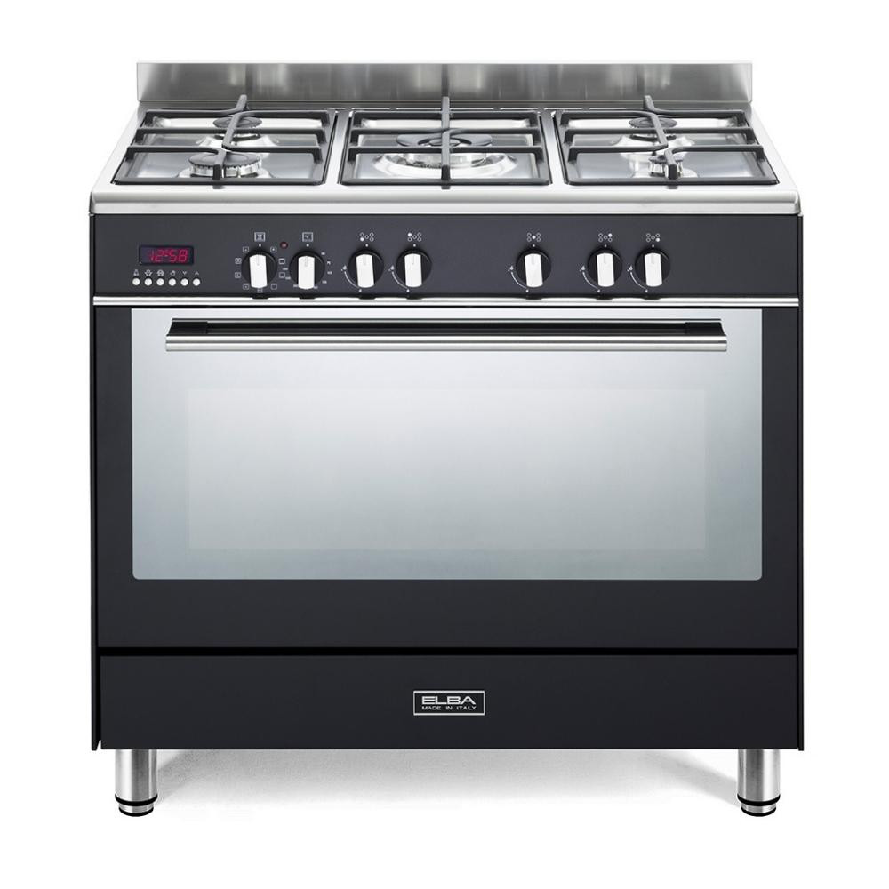 90cm 5 Burner Gas Cooker With Electric Oven - Black