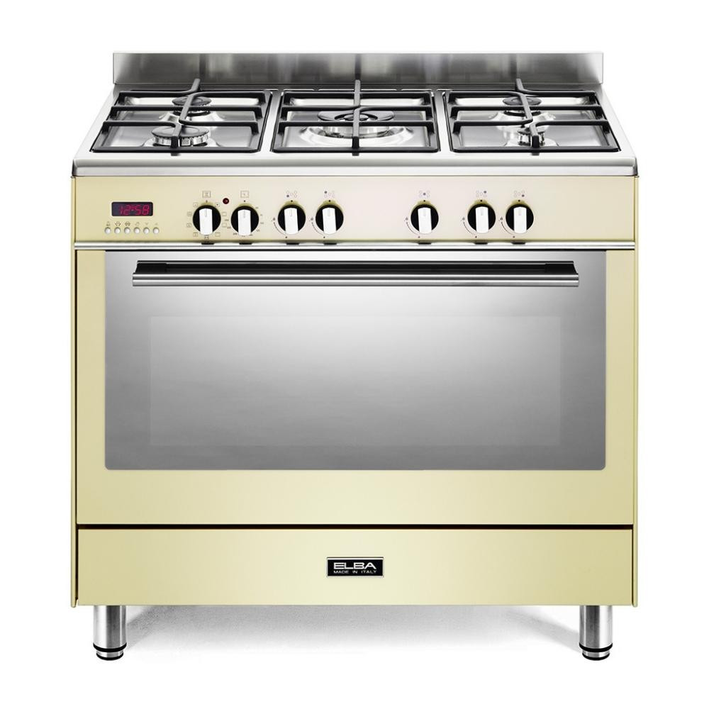 Fusion 90cm 5 Burner Gas Cooker With Electric Oven - Cream