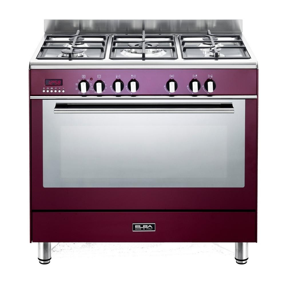 Fusion 90cm 5  Burner Gas Cooker With Electric Oven - Red
