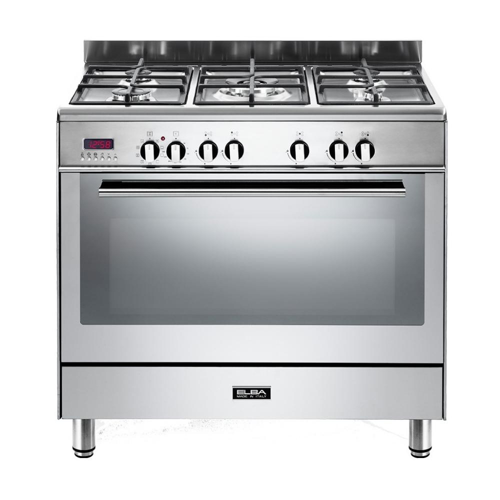 Fusion 90cm 5 Burner Gas Cooker With Electric Oven - Stainless Steel