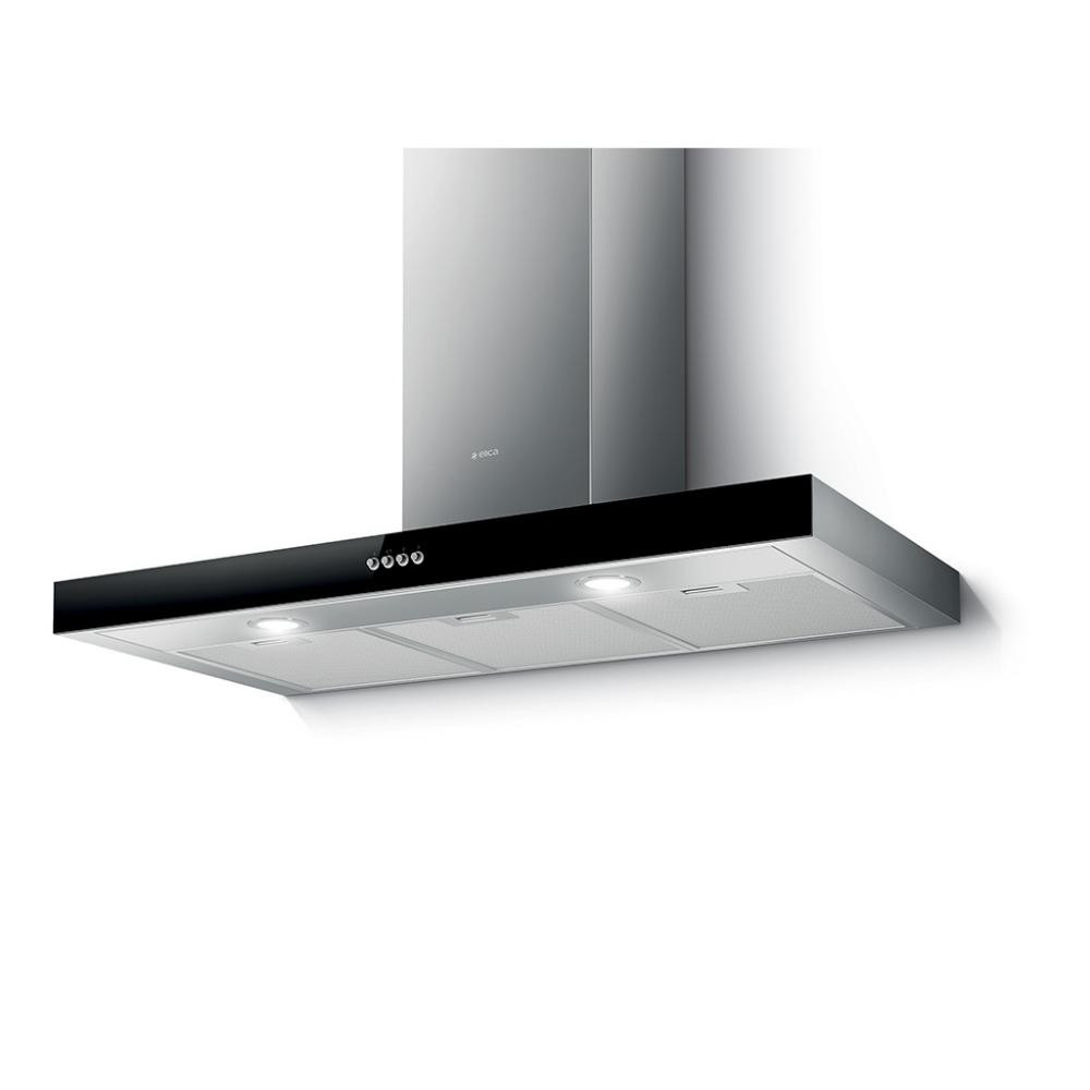 90cm Box Style Cooker Hood - Black Glass Front Panel