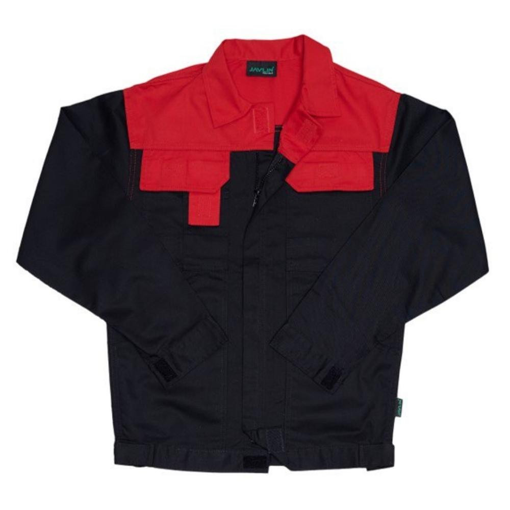 Two Tone Polycotton Utility Jacket - Red & Black